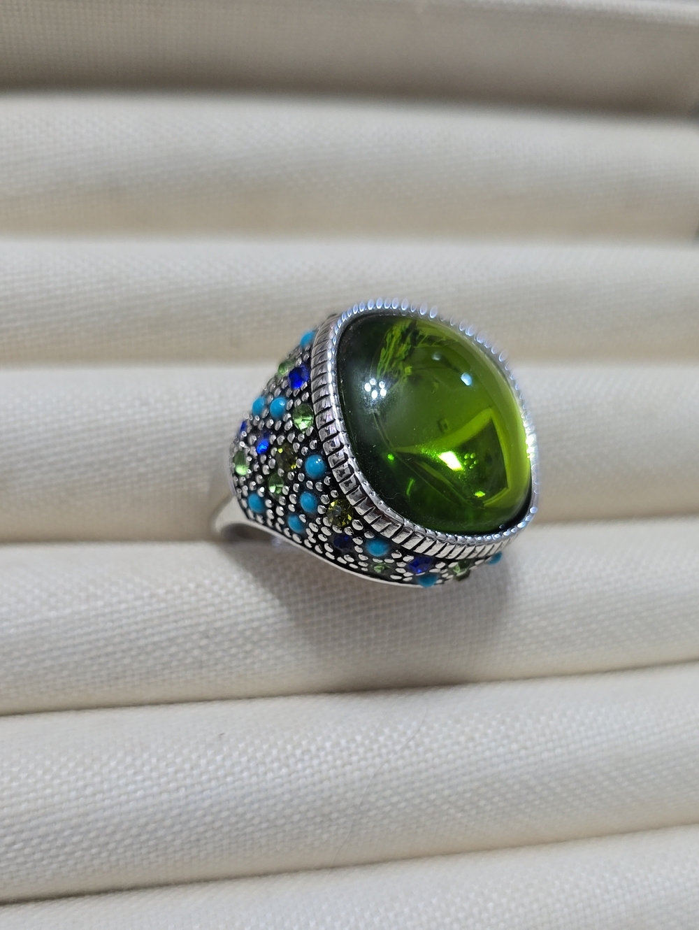 Green Gemstone Statement Ring with Accent Stones - Lia Sophia